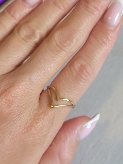 Simple golden ring / Classic ring / Gift / Timeless / Minimal / Minimalist / Pretty / Everyday wear / Point ring / Thumb ring / brass