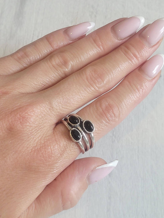 Silver multi stone ring / Statement / Gift / Ethnic / Silver jewellery / Elegant/ Pretty
