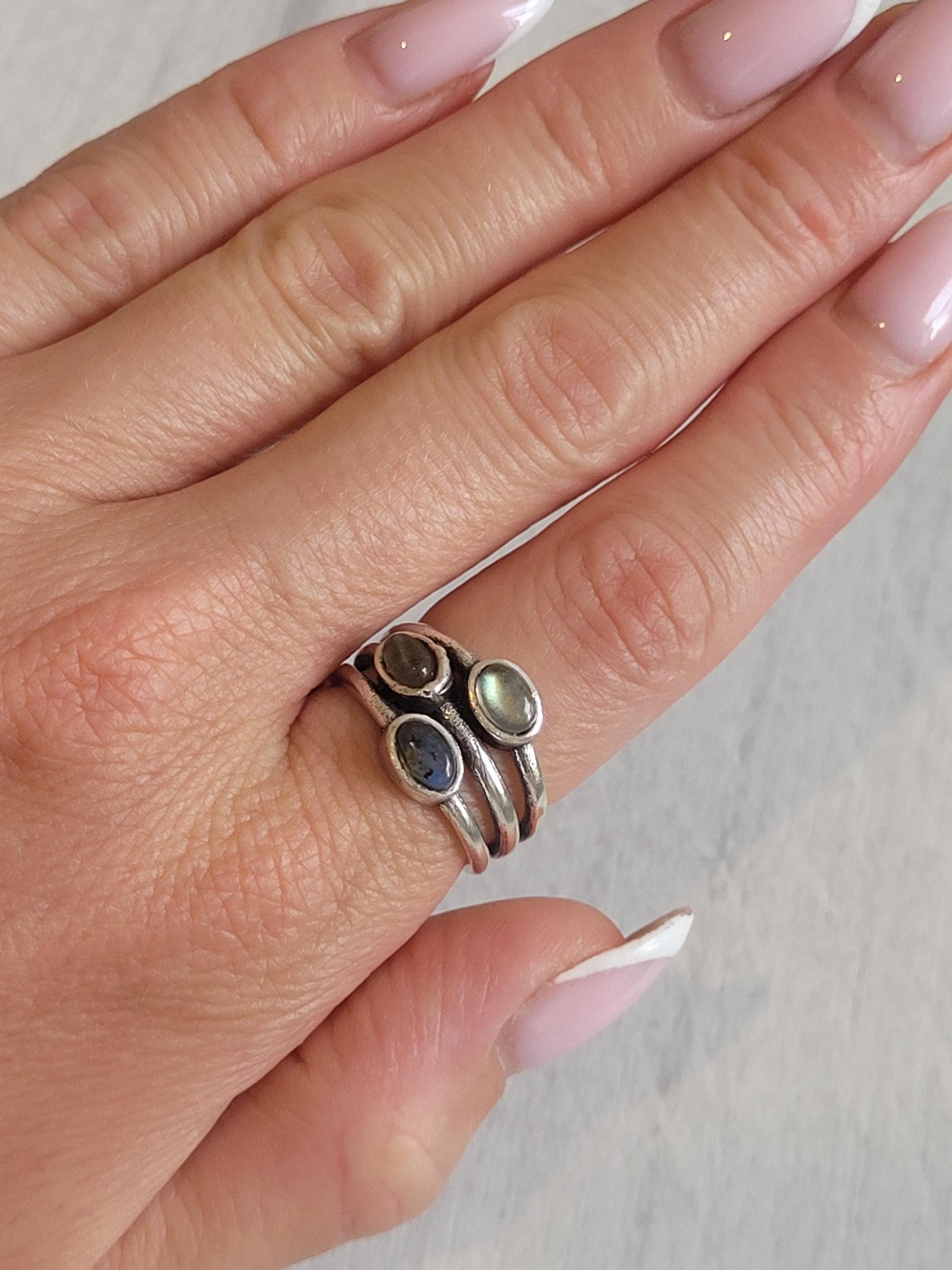 Silver multi stone ring / Statement / Gift / Ethnic / Silver jewellery / Elegant/ Pretty