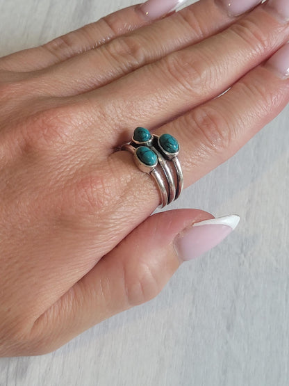 Silver multi stone ring / Statement / Gift / Ethnic / Silver jewellery / Elegant/ Pretty