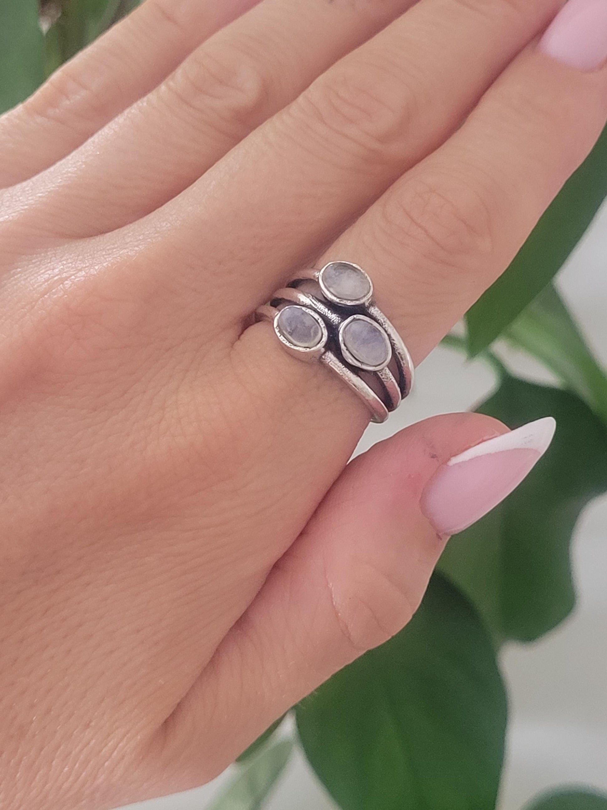 Silver multi stone ring / Statement / Gift / Ethnic / Elegant / Silver jewellery / Pretty / Gift idea