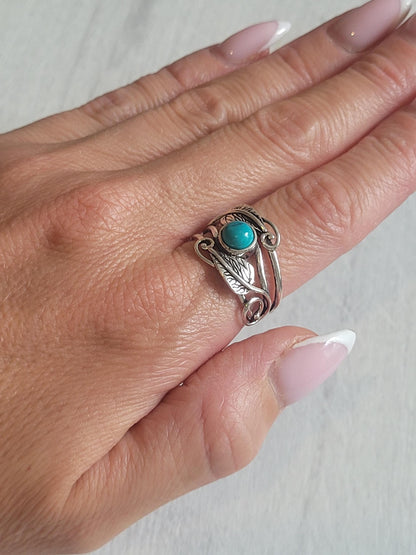 Silver feather ring / Statement / Gift / Ethnic / Elegant / Brass jewellery / Pretty / Gift idea / Detailed ring