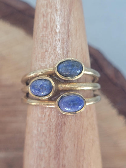 Gold multi stone ring / Statement / Gift / Ethnic / Elegant / Brass jewellery / Pretty / Gift idea