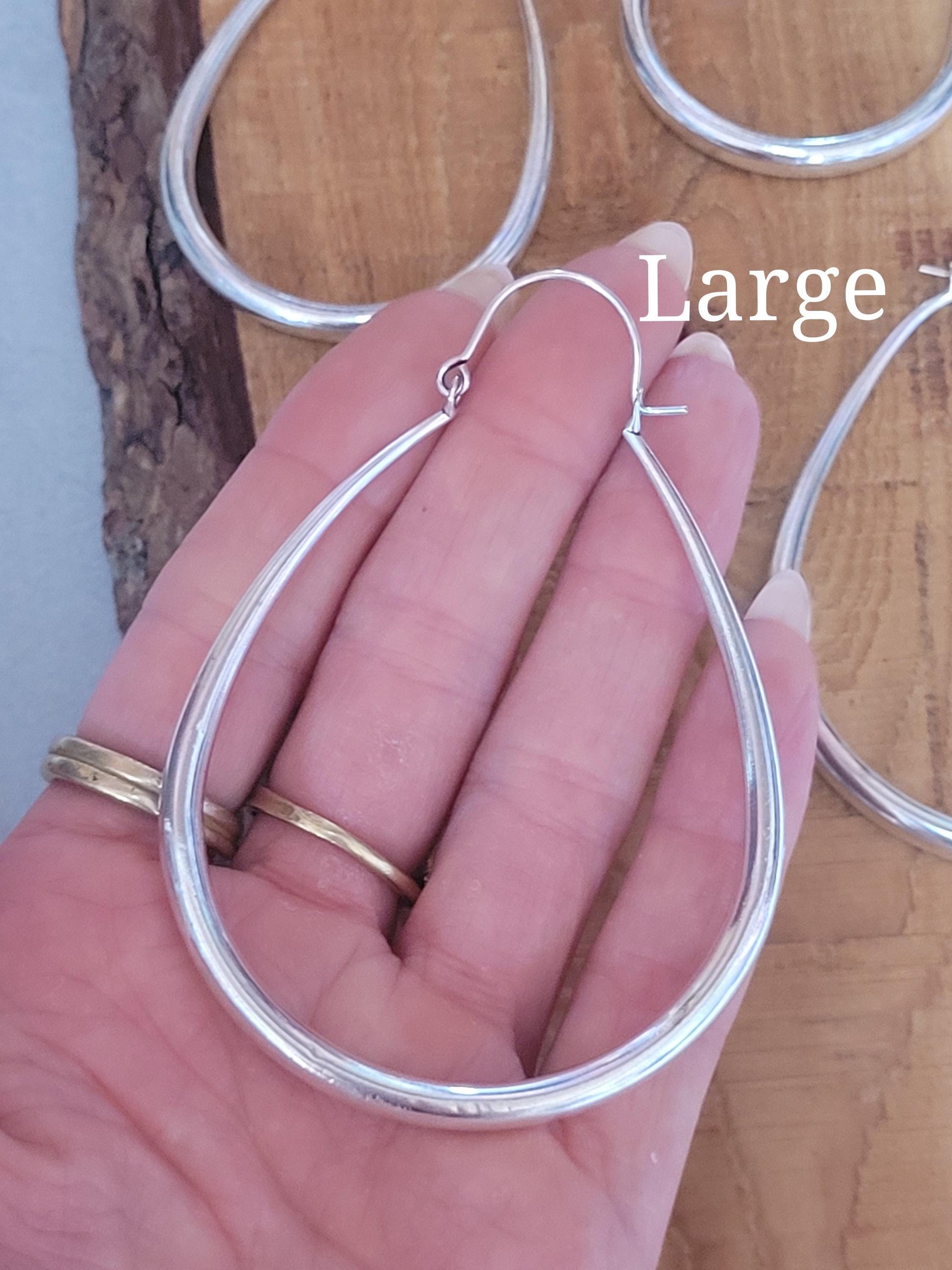 Silver hoop earrings / Small hoops / Large hoops / Lightweight hoops / Teardrop earrings / Ethnic / Pretty / Elegant / Ethnic