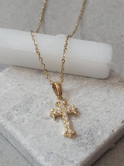 Golden Cross necklace / Faith jewellery / Gold / Simple / Simplicity / Minimal / Gift / Cute / Pretty / Waterproof jewellery
