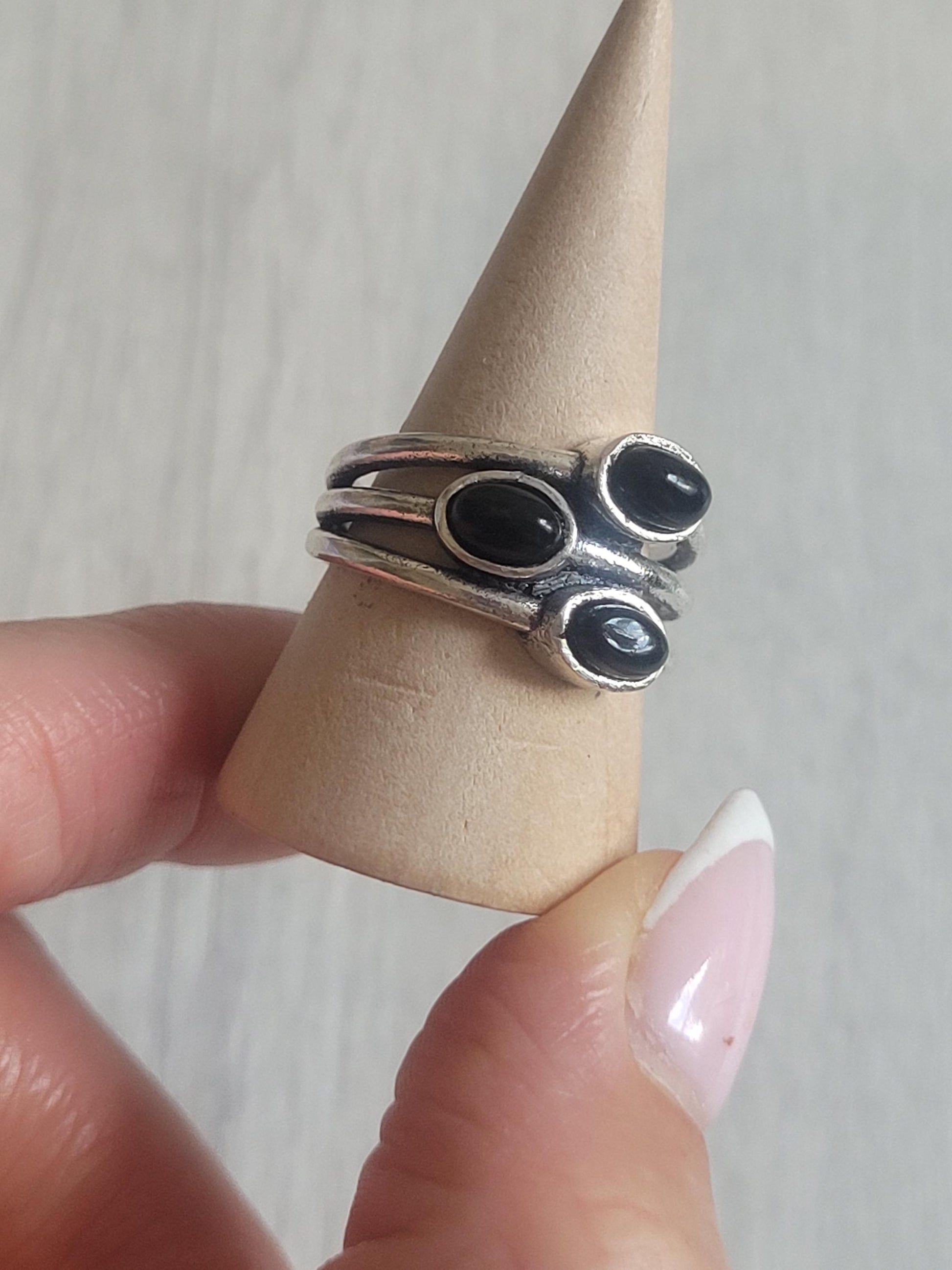 Silver multi stone ring / Statement / Gift / Ethnic / Silver jewellery / Elegant/ Pretty