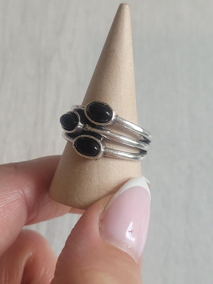 Silver multi stone ring / Statement / Gift / Ethnic / Silver jewellery / Elegant/ Pretty