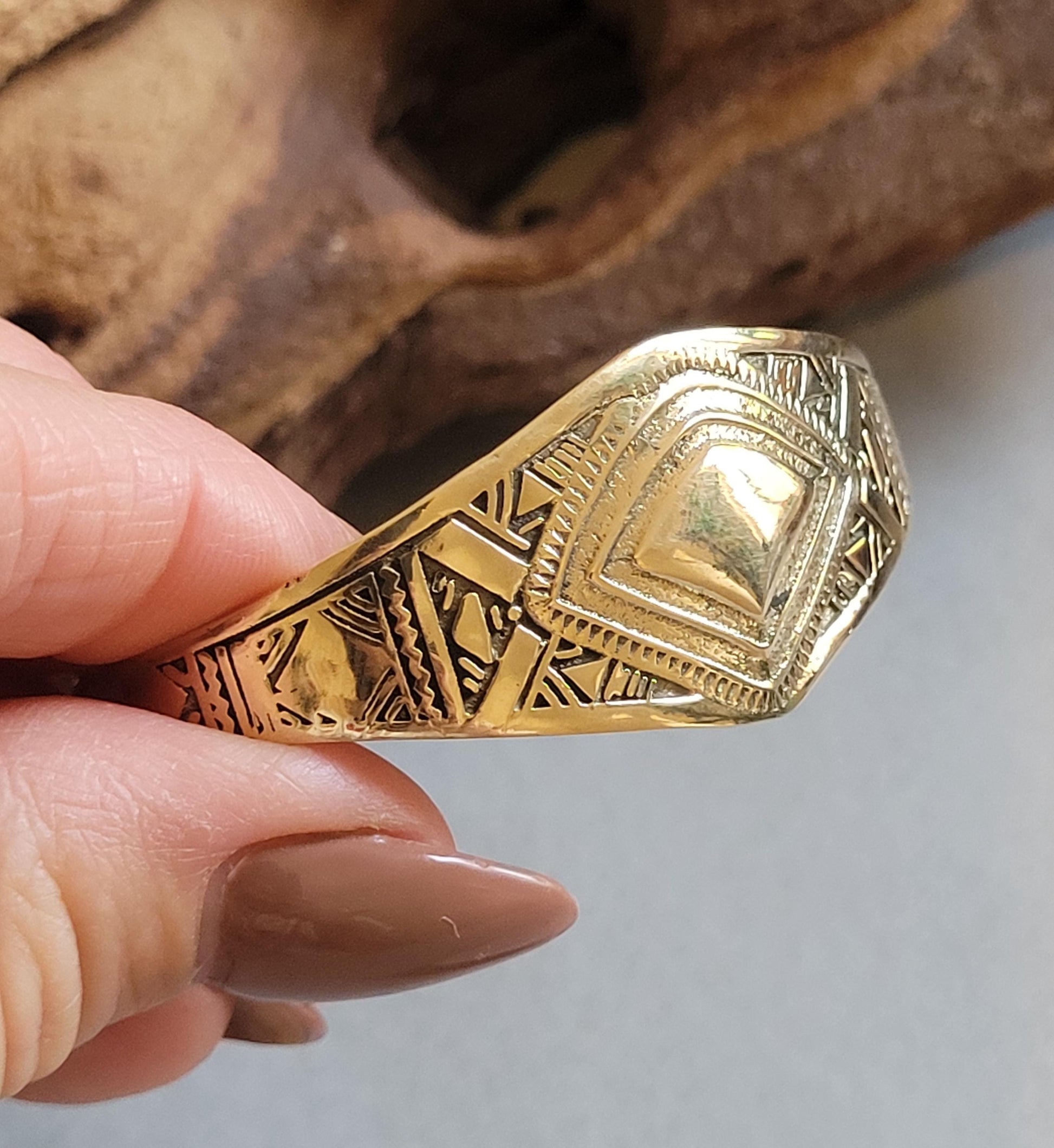 Gold detailed bracelet / Traditional / Intricate patterns / Cuff / Unique / Bracelet / Tribal / Ethnic / Jewellery / Brass