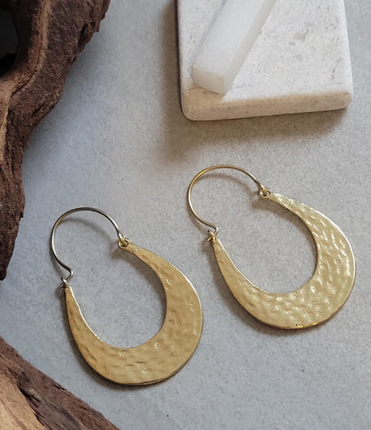Hammered Brass Hoop Earrings: Lightweight Boho Chic Jewelry