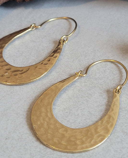 Hammered Brass Hoop Earrings: Lightweight Boho Chic Jewelry