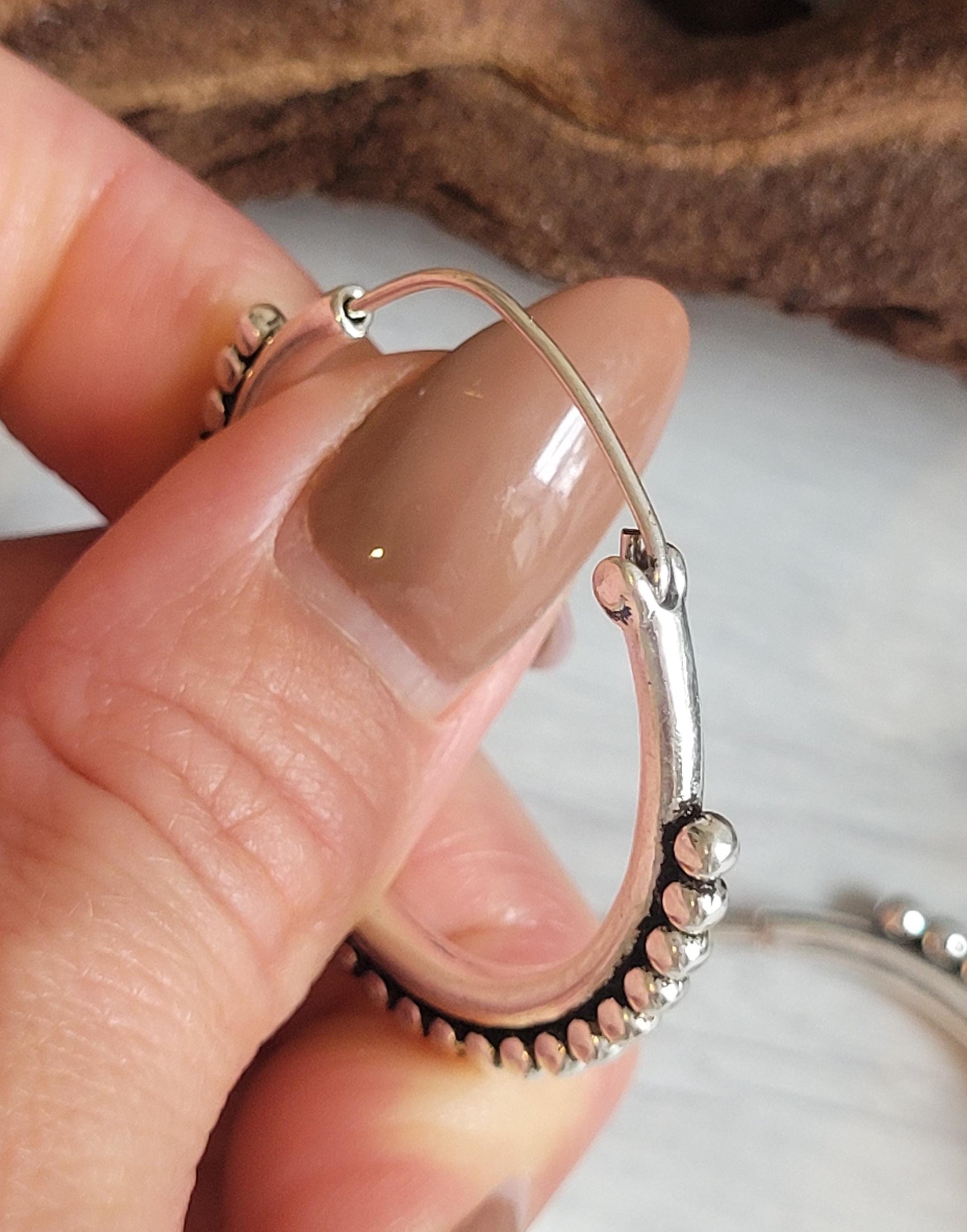 Ornate Silver Plated Hoop Earrings: Elegant Ethnic Design