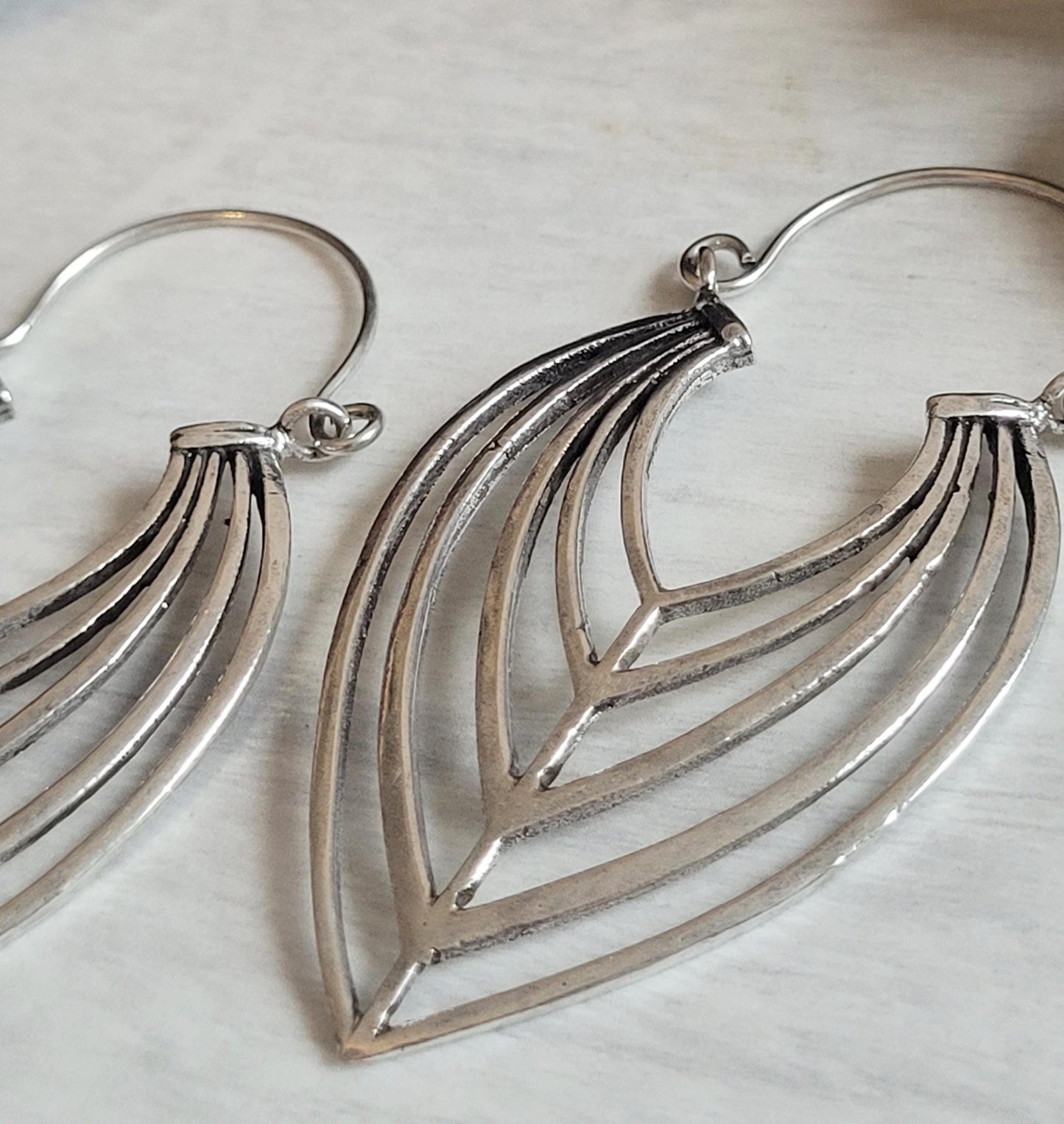 Elegant Silver Teardrop Earrings: Handmade Boho Jewelry
