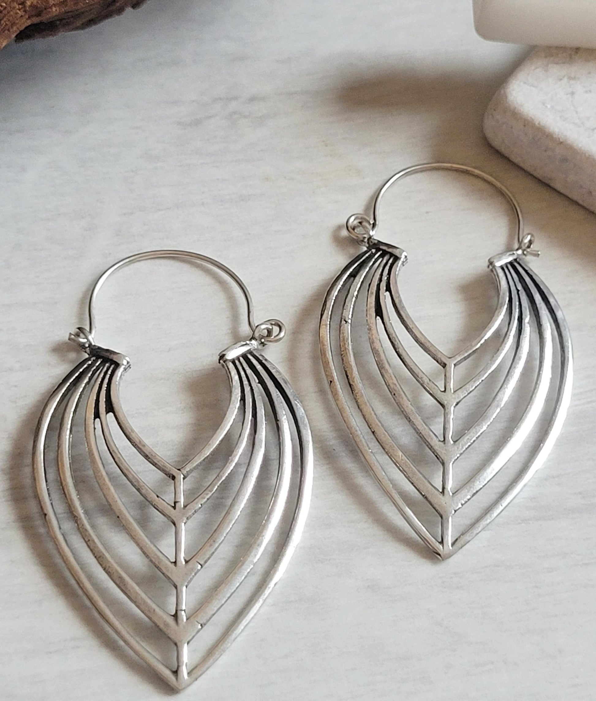 Elegant Silver Teardrop Earrings: Handmade Boho Jewelry