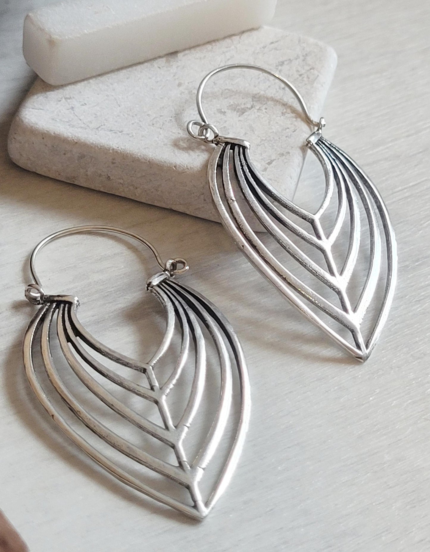 Elegant Silver Teardrop Earrings: Handmade Boho Jewelry