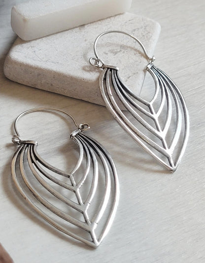 Elegant Silver Teardrop Earrings: Handmade Boho Jewelry