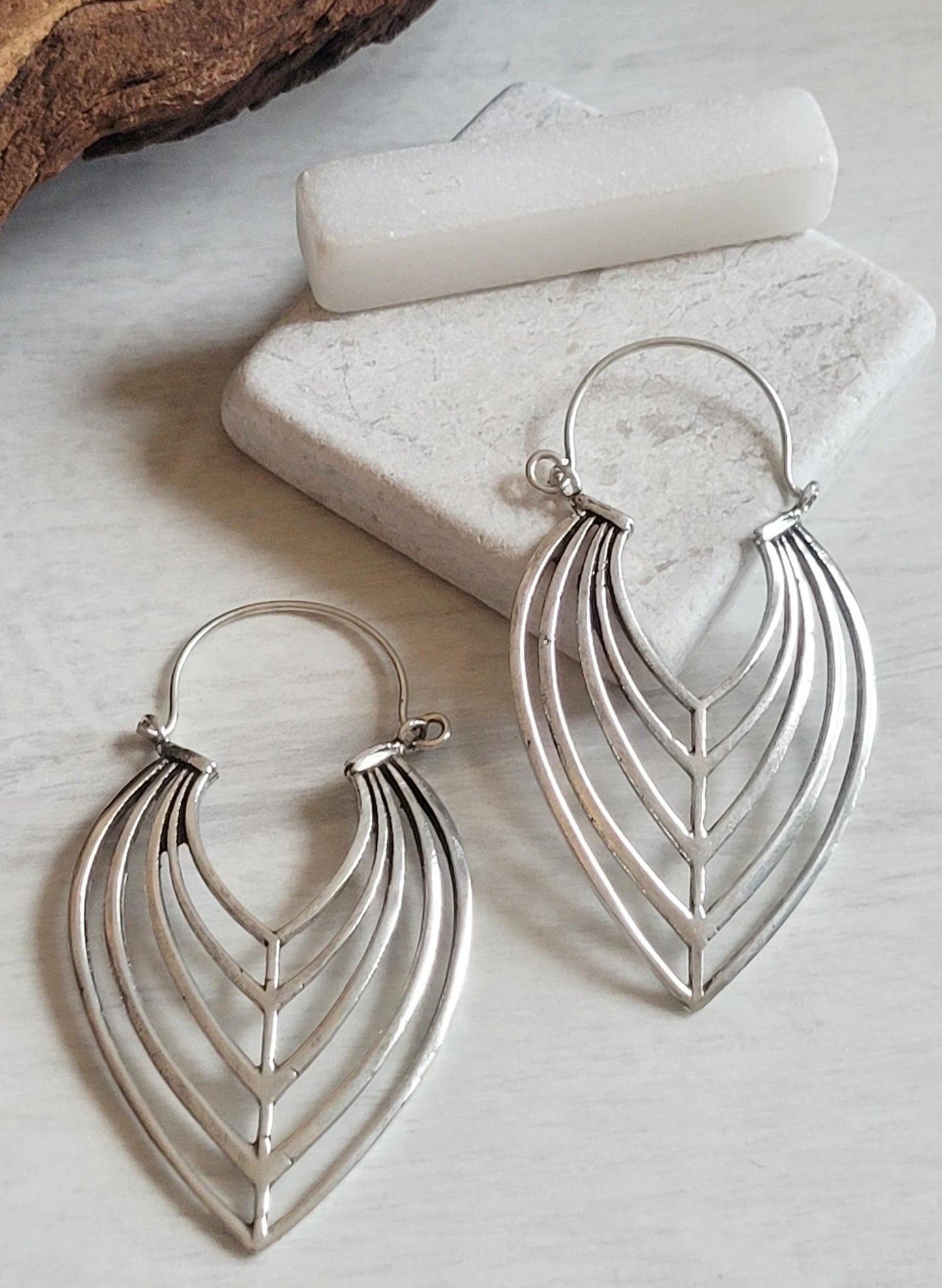 Elegant Silver Teardrop Earrings: Handmade Boho Jewelry