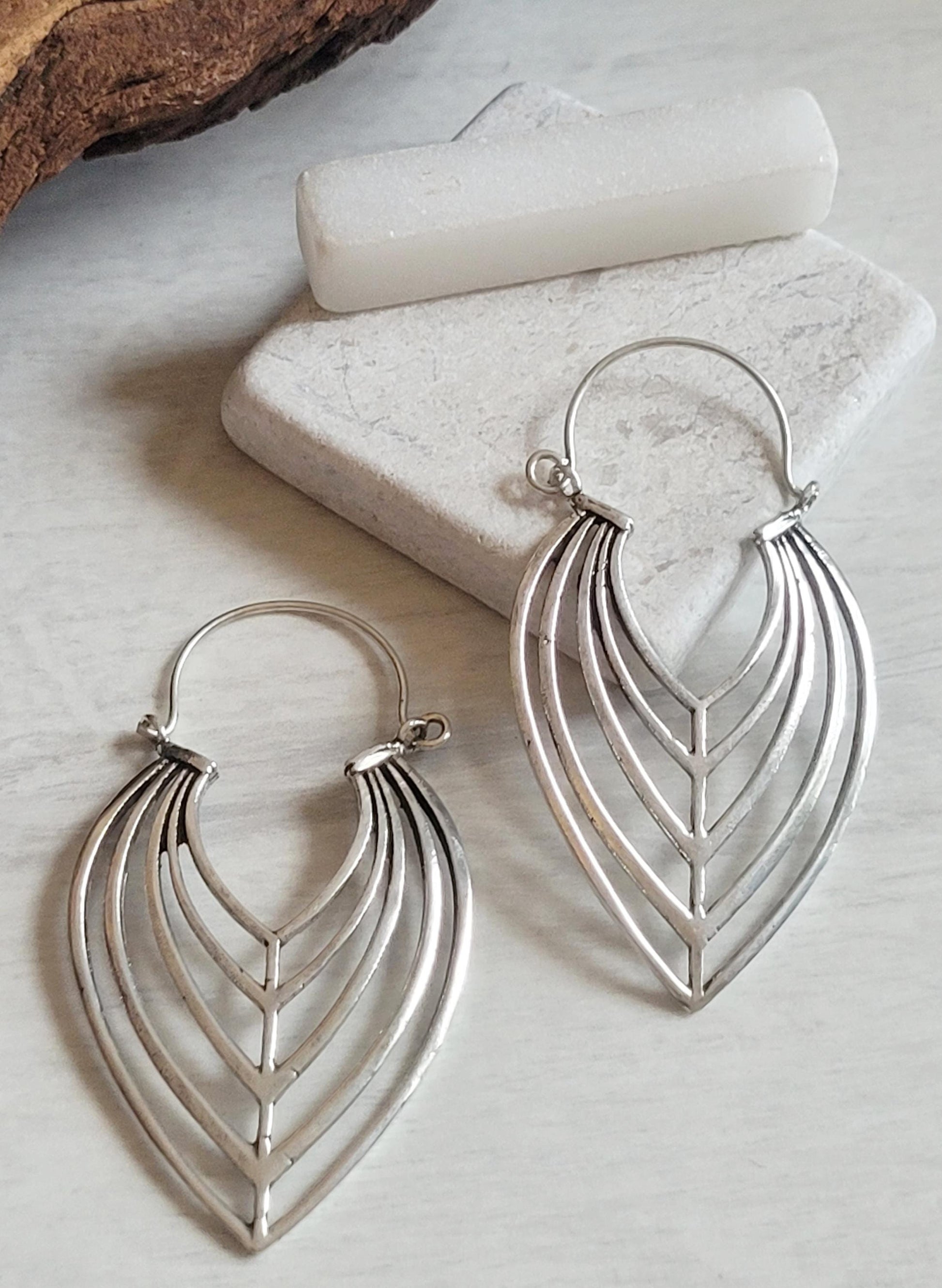 Elegant Silver Teardrop Earrings: Handmade Boho Jewelry