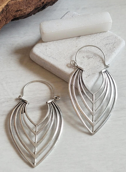 Elegant Silver Teardrop Earrings: Handmade Boho Jewelry