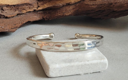 Silver bracelet / Hammered jewellery / Adjustable / Simple bracelet / Minimal / Gift / Simple / Minimalist /