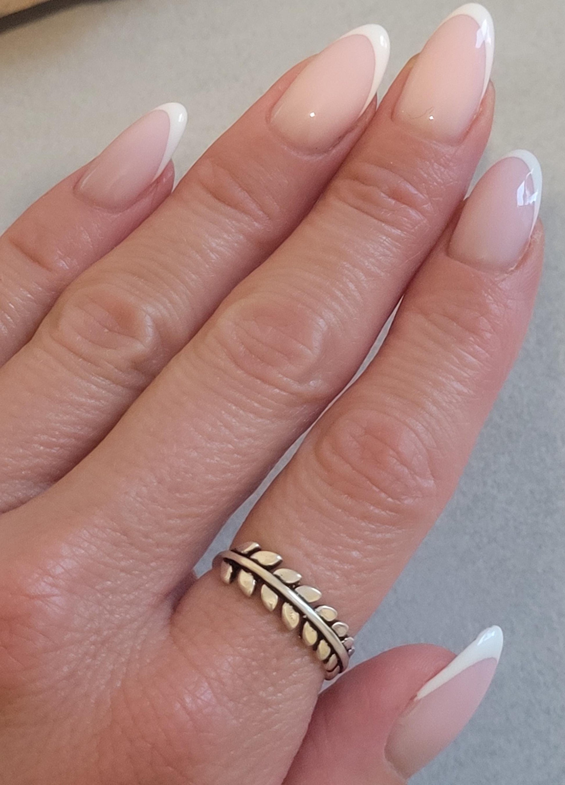 Silver Feather Ring: Dainty Leaf Jewelry, Nature Inspired
