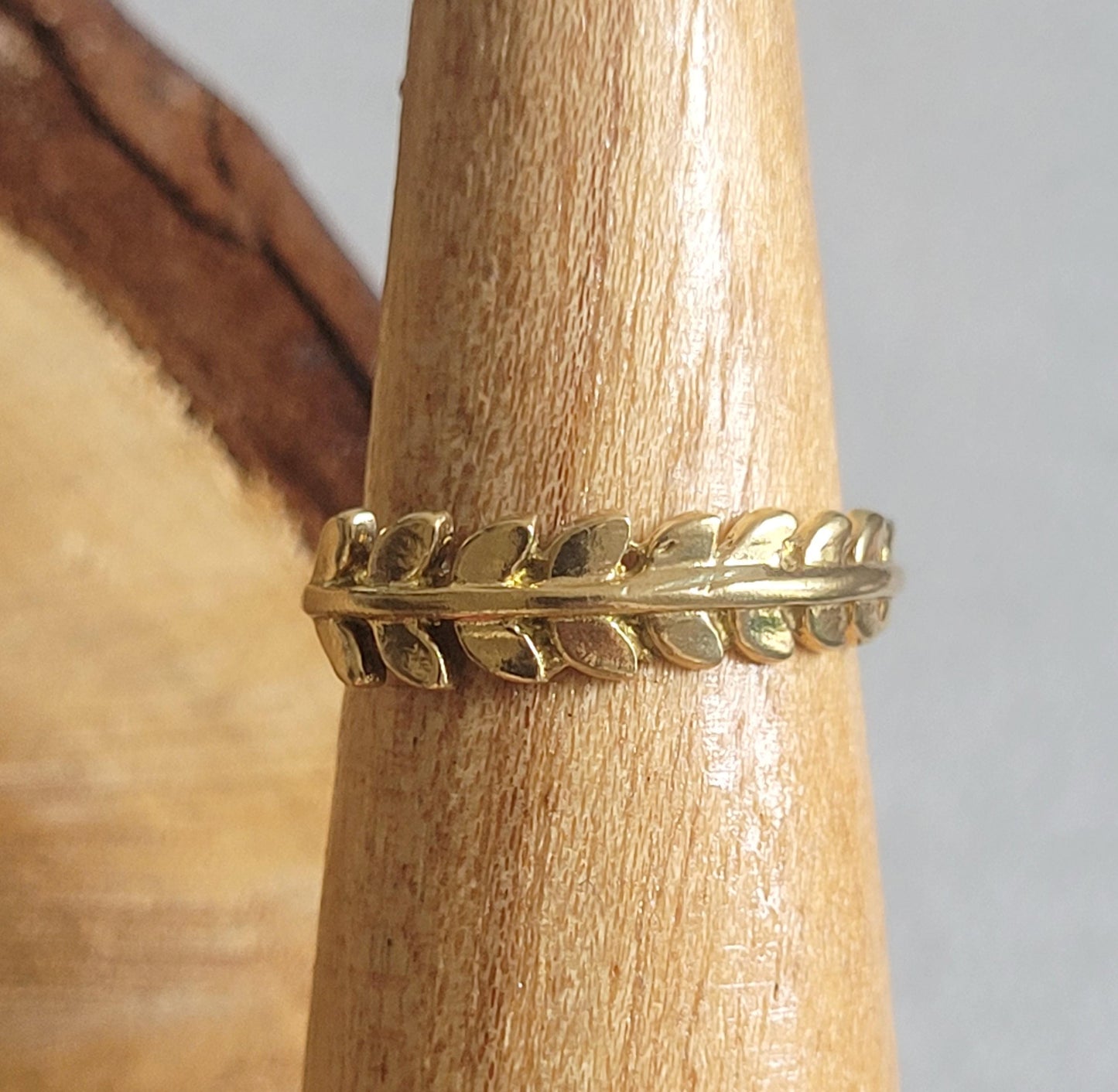 Gold Feather Ring: Minimalist Brass Leaf Jewelry