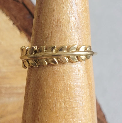 Gold Feather Ring: Minimalist Brass Leaf Jewelry