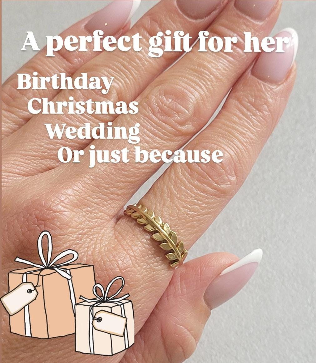Gold Feather Ring: Minimalist Brass Leaf Jewelry