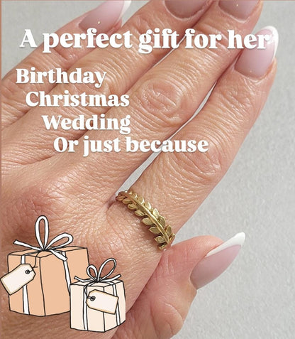Gold Feather Ring: Minimalist Brass Leaf Jewelry