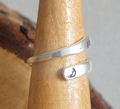 Silver Moon Ring: Adjustable Boho Jewelry