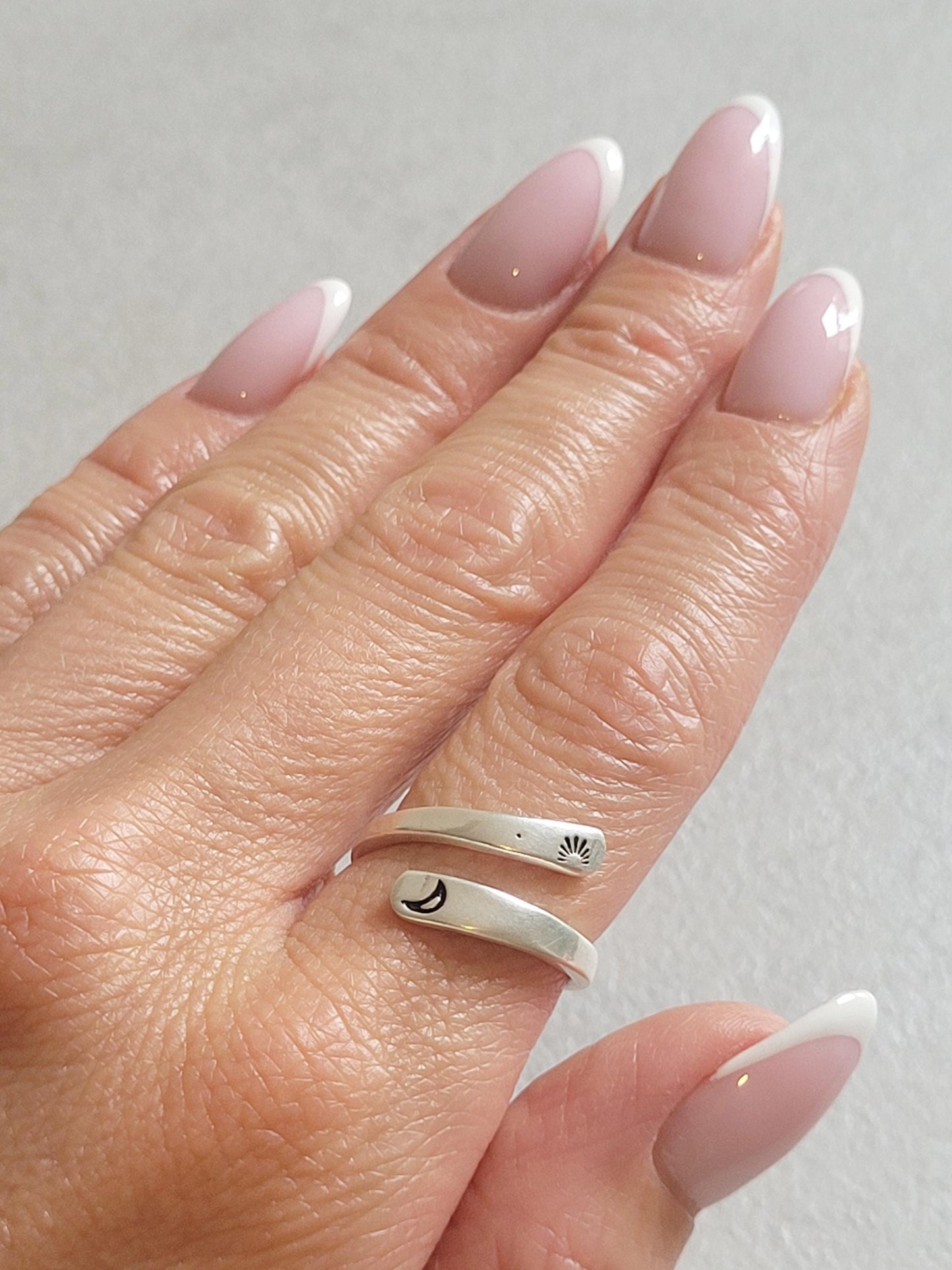 Silver Moon Ring: Adjustable Boho Jewelry