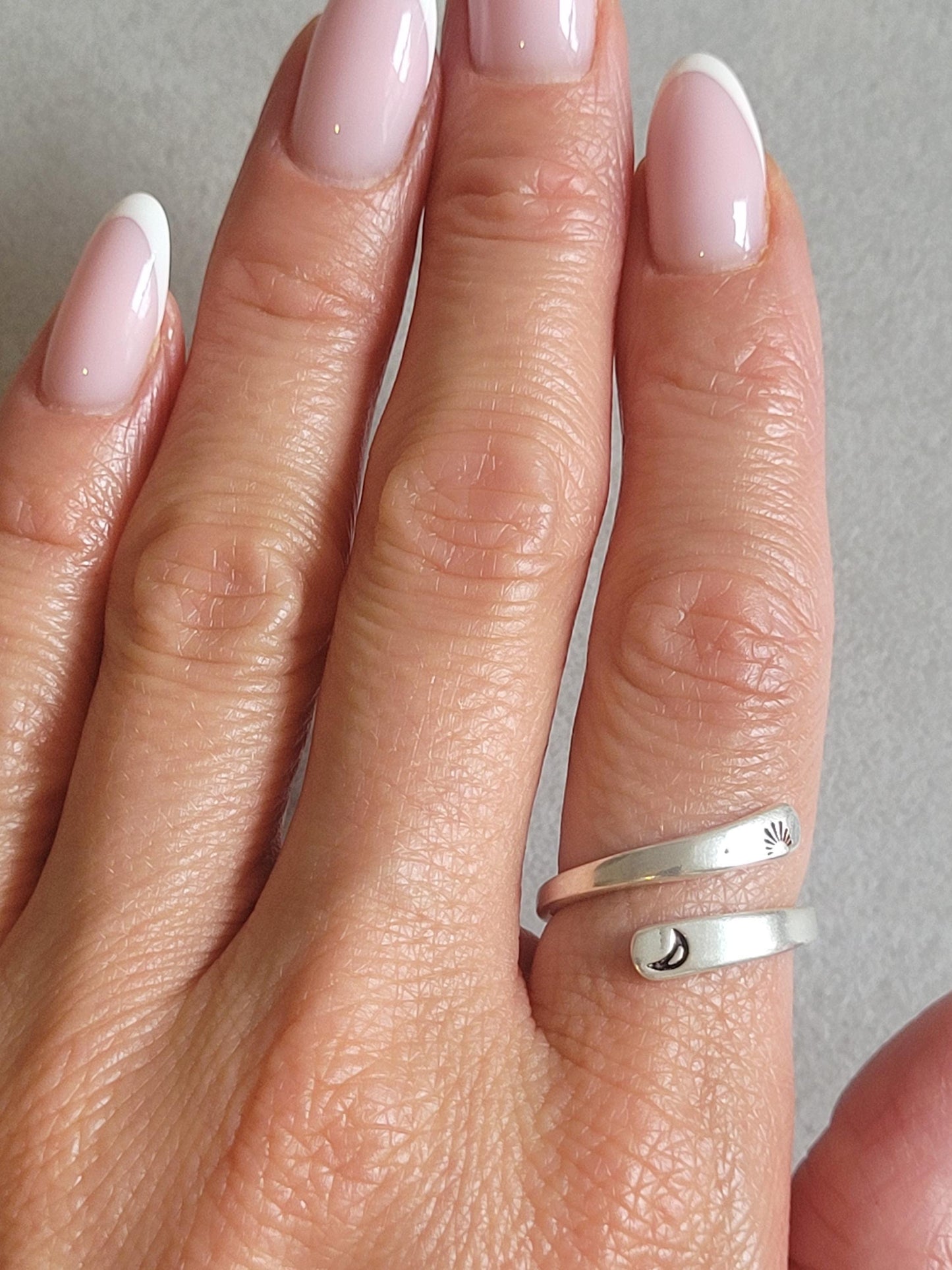 Silver Moon Ring: Adjustable Boho Jewelry