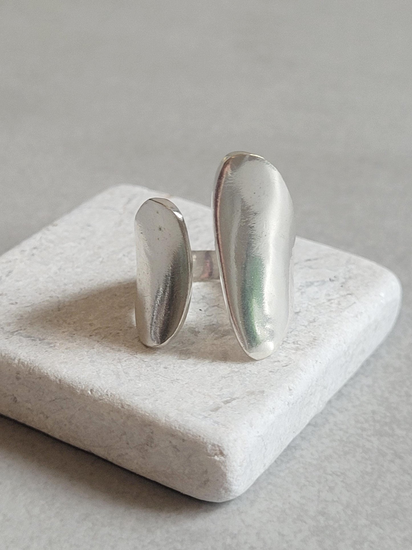 Adjustable Silver Statement Ring: Handmade Boho Jewelry