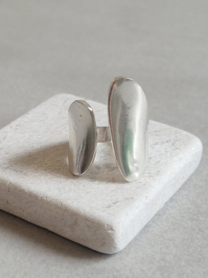 Adjustable Silver Statement Ring: Handmade Boho Jewelry