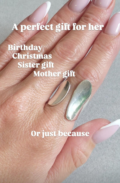 Adjustable Silver Statement Ring: Handmade Boho Jewelry