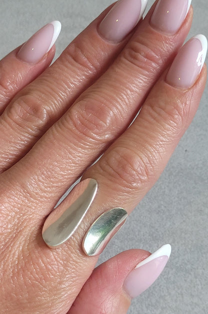Adjustable Silver Statement Ring: Handmade Boho Jewelry