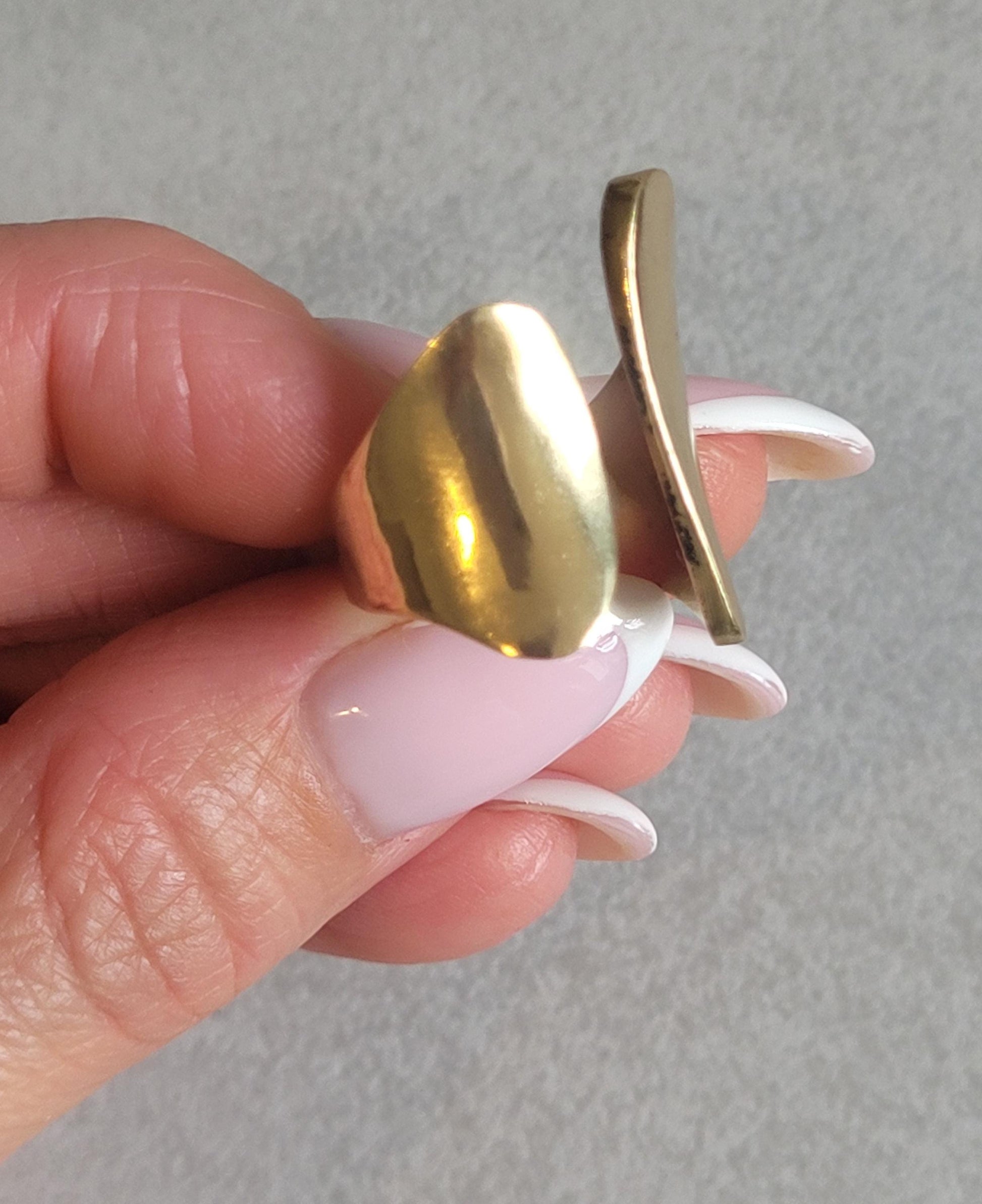Adjustable Brass Statement Ring: Handmade Boho Jewelry