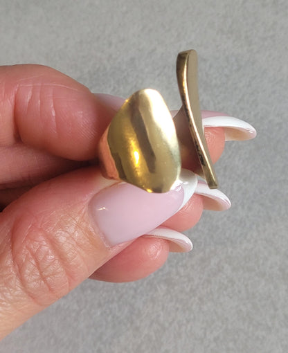 Adjustable Brass Statement Ring: Handmade Boho Jewelry