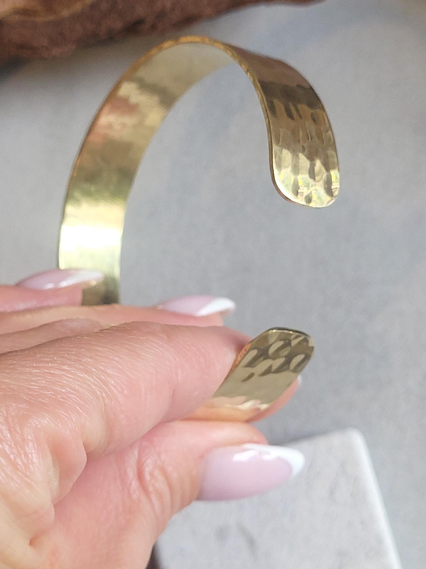 Hammered Brass Cuff Bracelet: Adjustable Open Band, Edgy Jewelry