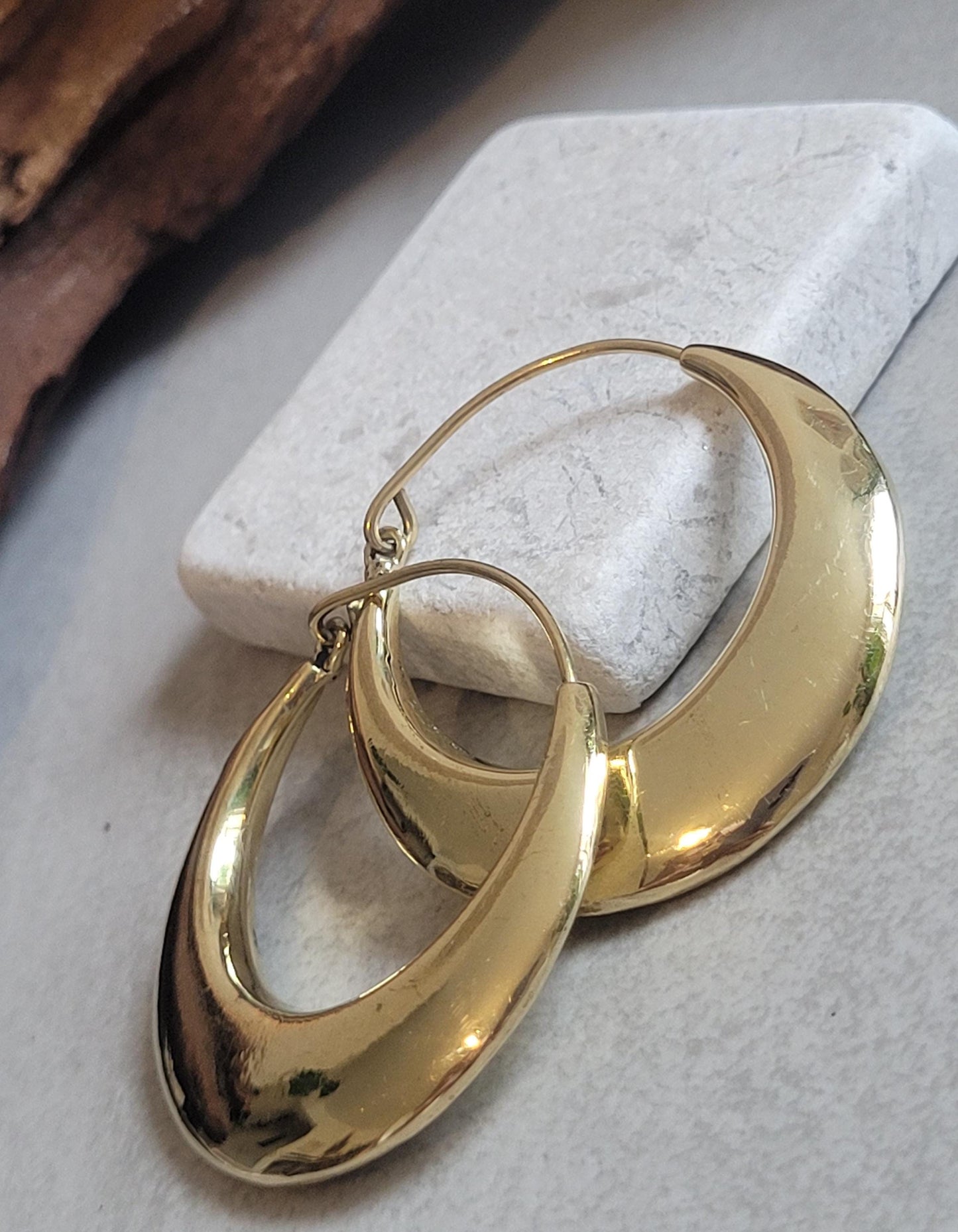 Chunky Brass Hoop Earrings: Lightweight Boho Style