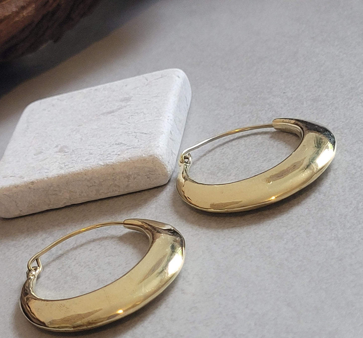 Chunky Brass Hoop Earrings: Lightweight Boho Style