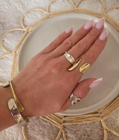 Adjustable Brass Statement Ring: Handmade Boho Jewelry