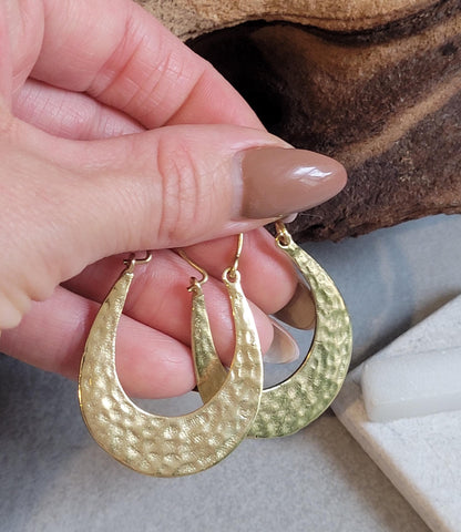 Hammered Brass Hoop Earrings: Lightweight Boho Chic Jewelry