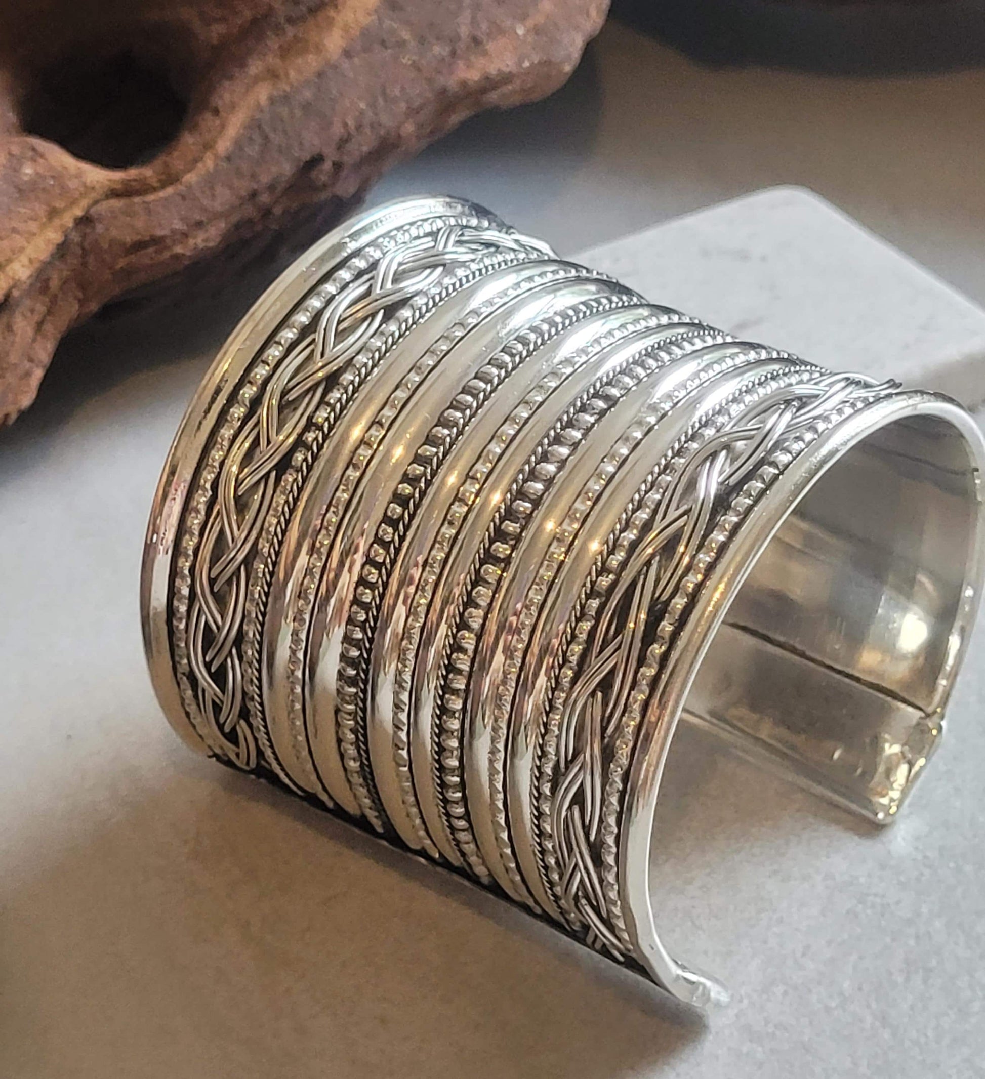 Silver cuff bracelet / Detailed jewellery / Statement piece / Ethnic style / Bohemian jewellery / Boho chic / Unique Gift ideas