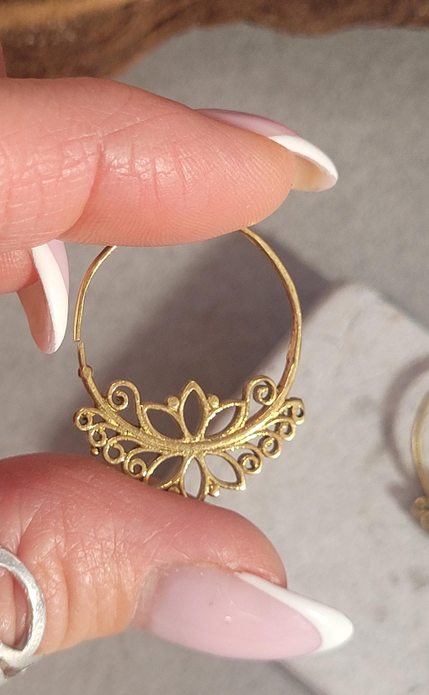 Brass spiral earrings gold jewellery gift : Gift for her