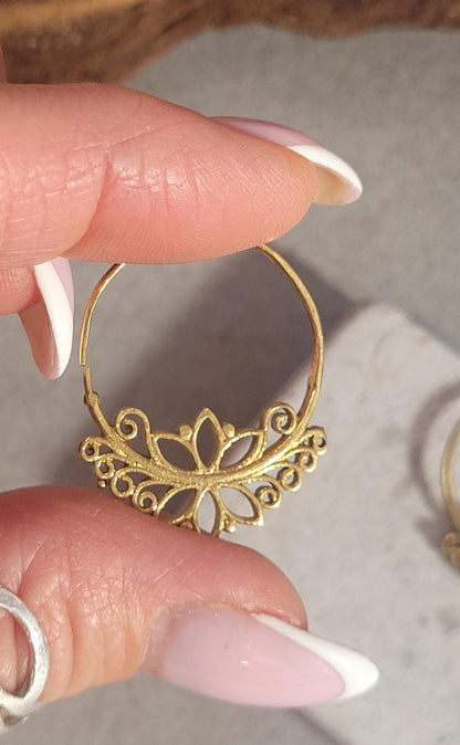 Brass spiral earrings gold jewellery gift : Gift for her