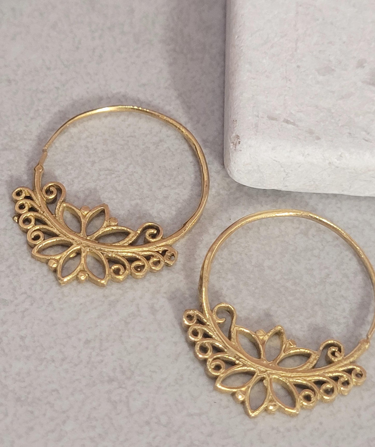 Brass spiral earrings gold jewellery gift : Gift for her