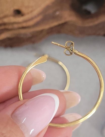 Simple brass hoops / Hoop earrings / Hammered style jewelry / Gift / Minimal