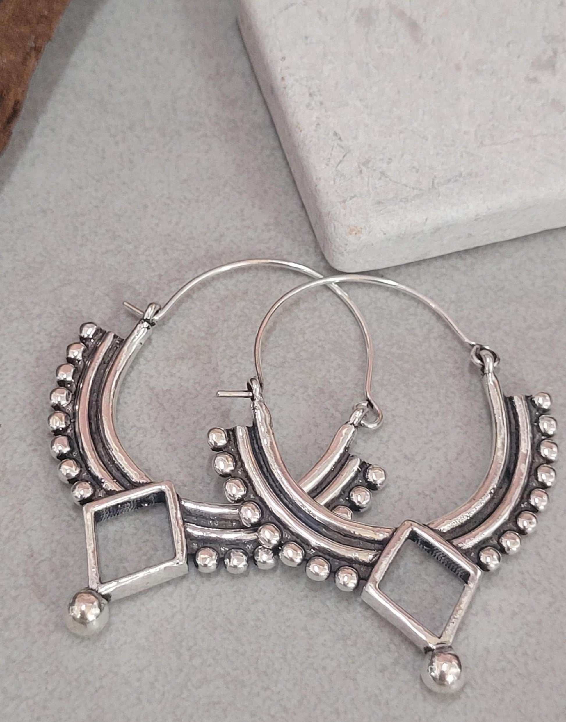 Silver bohemian hoops: Silver style unique jewellery