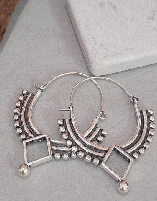 Silver bohemian hoops: Silver style unique jewellery