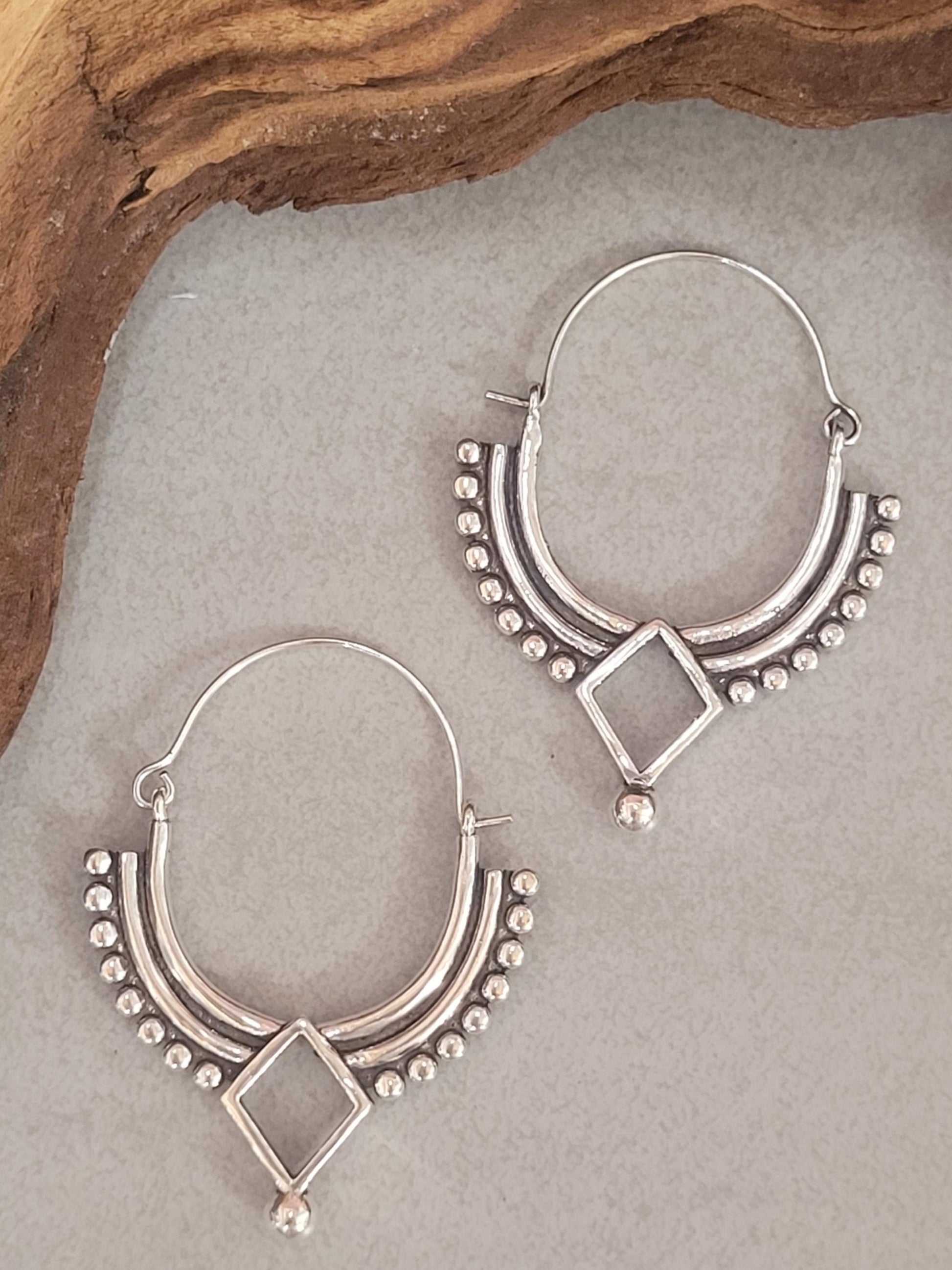 Silver bohemian hoops: Silver style unique jewellery